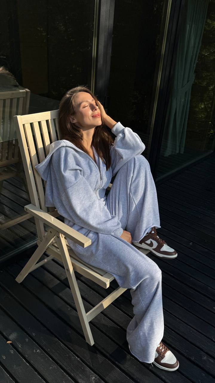 Зіп-худі з приталеною резинкою меланж