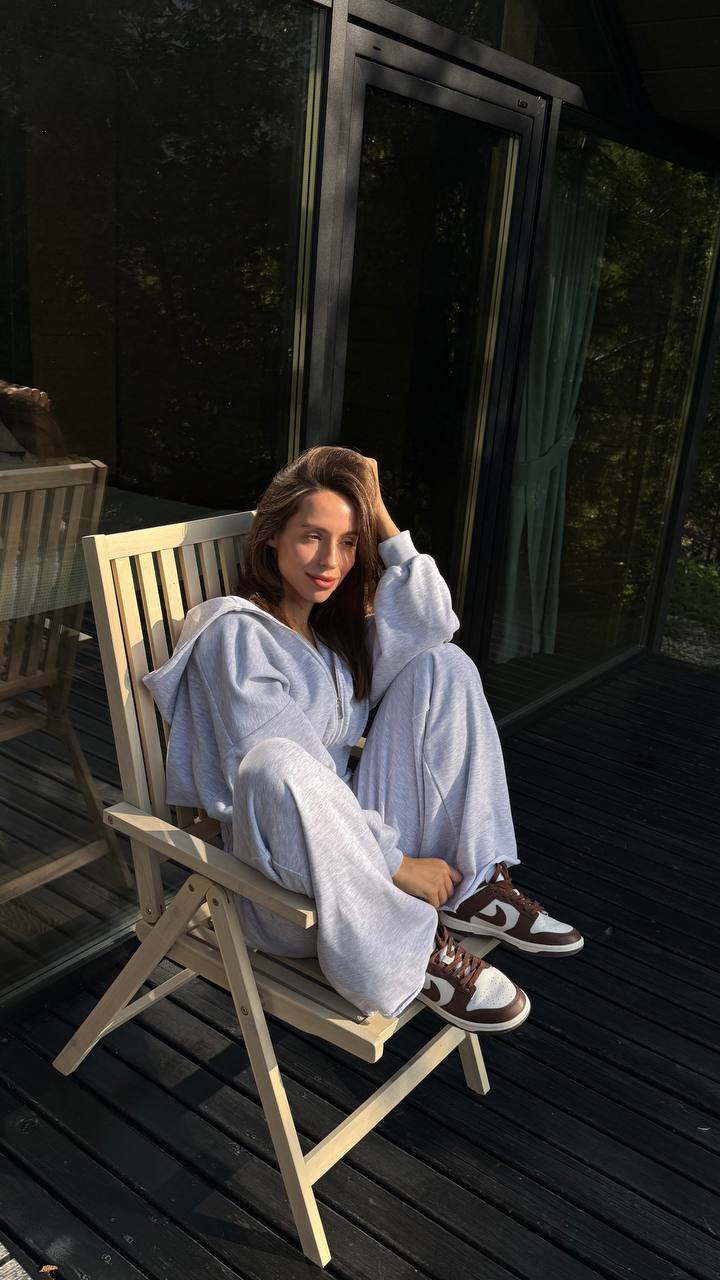 Зіп-худі з приталеною резинкою меланж