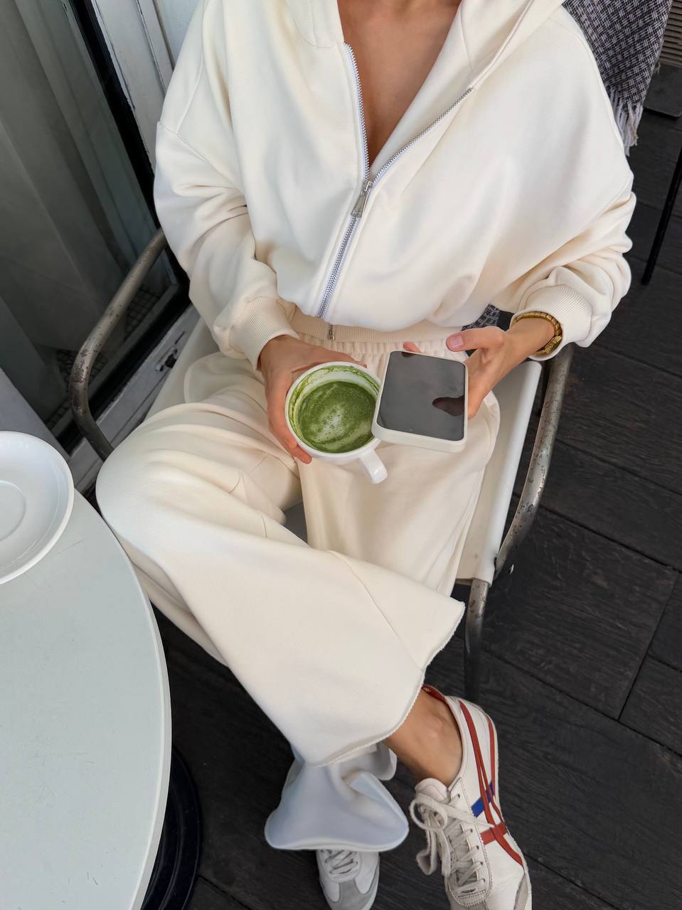 Зіп-худі з приталеною резинкою вершкове масло