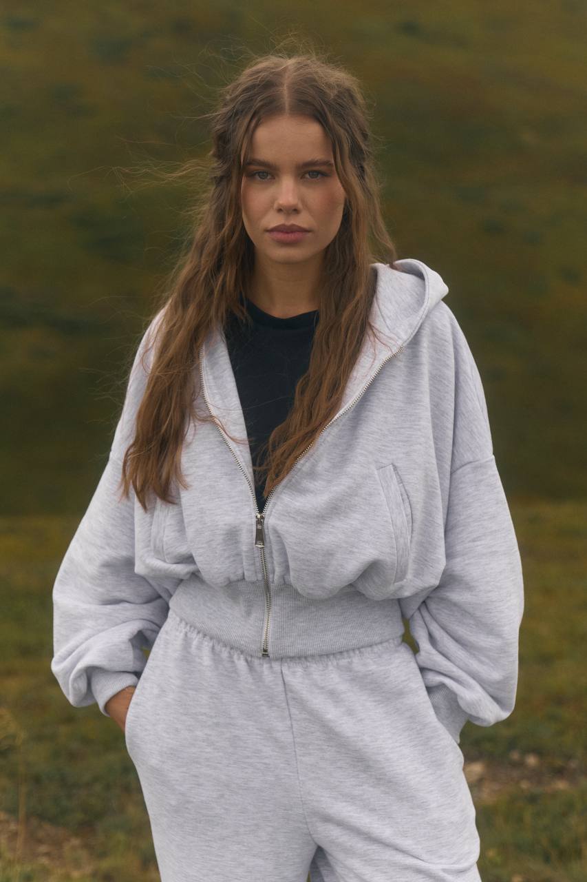 Костюм із приталеною резинкою меланж