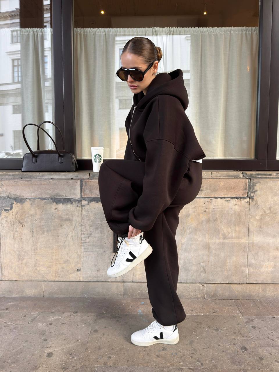 Зіп-худі на фіксаторах із утепленням гіркий шоколад