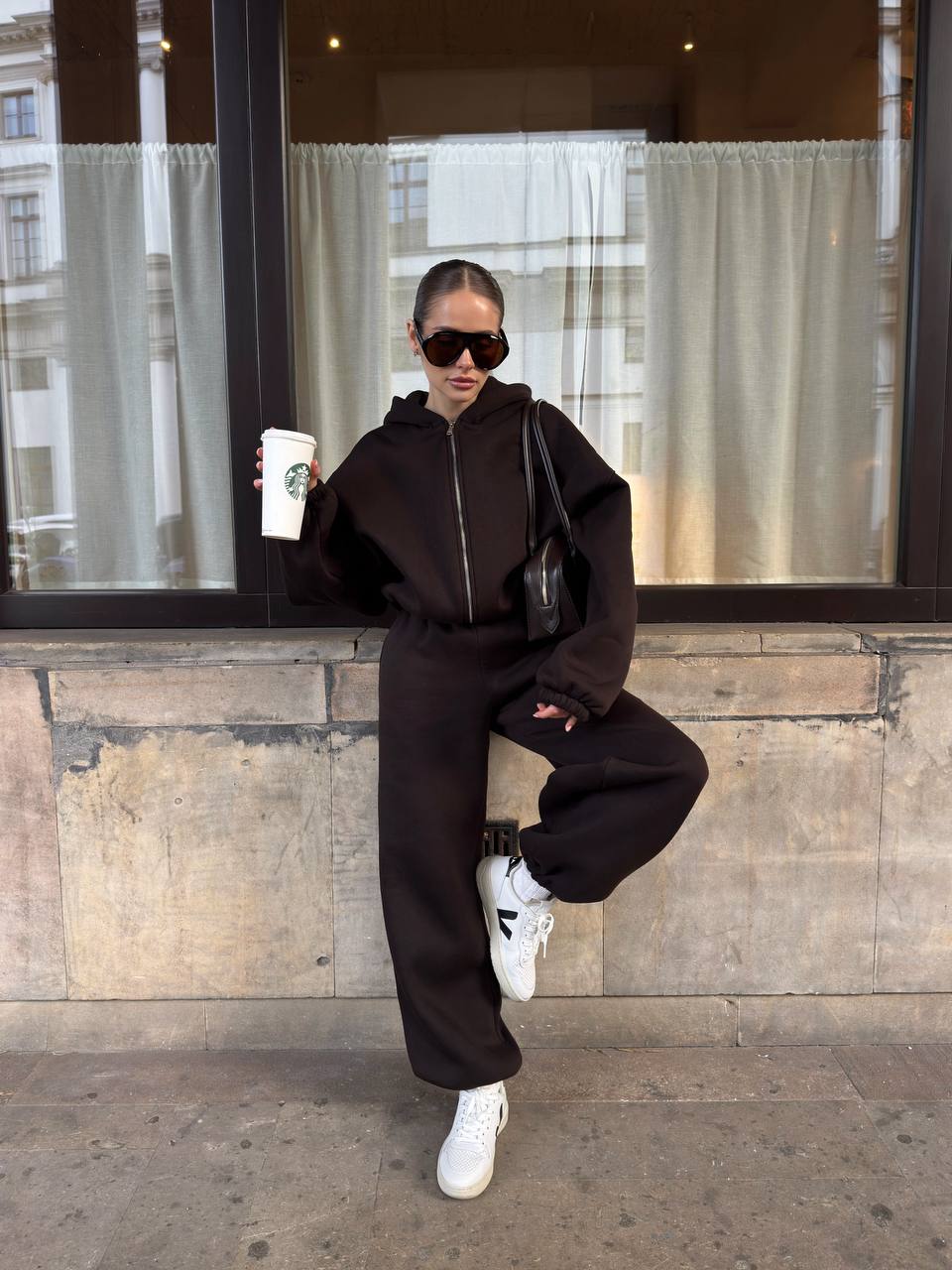 Зіп-худі на фіксаторах із утепленням гіркий шоколад