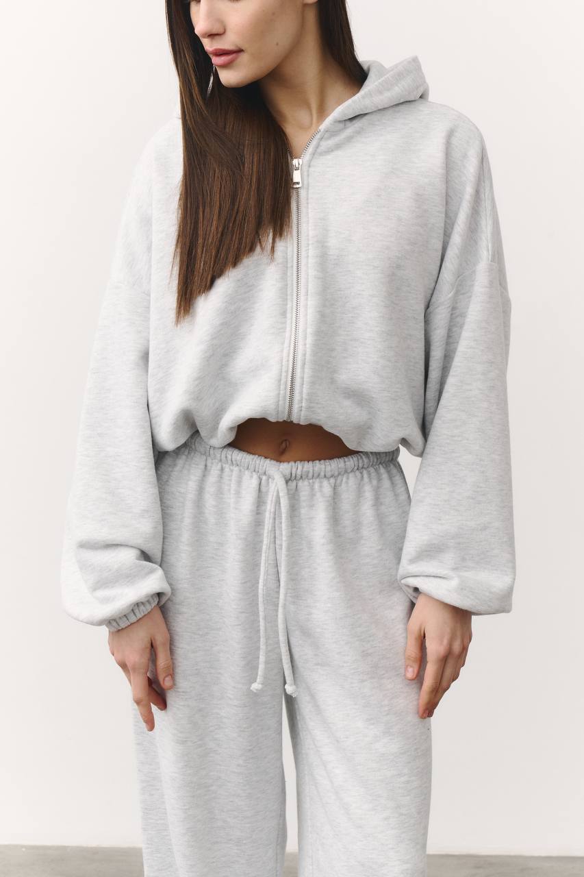 Штани прямі з преміальної тринитки меланж