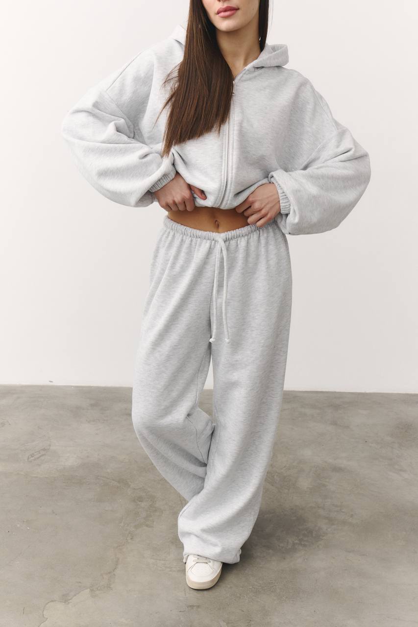 Штани прямі з преміальної тринитки меланж