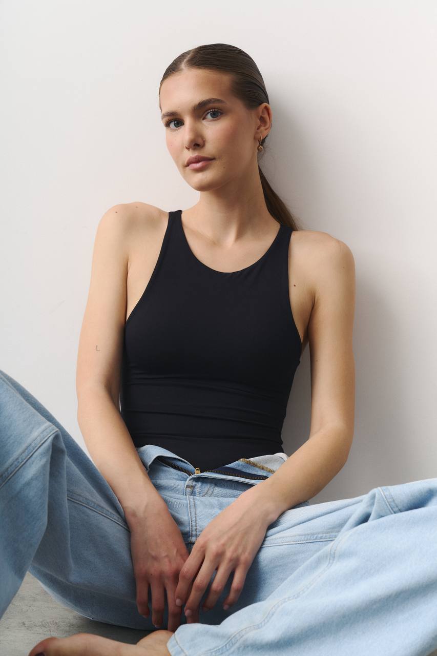 Боді high neck чорний