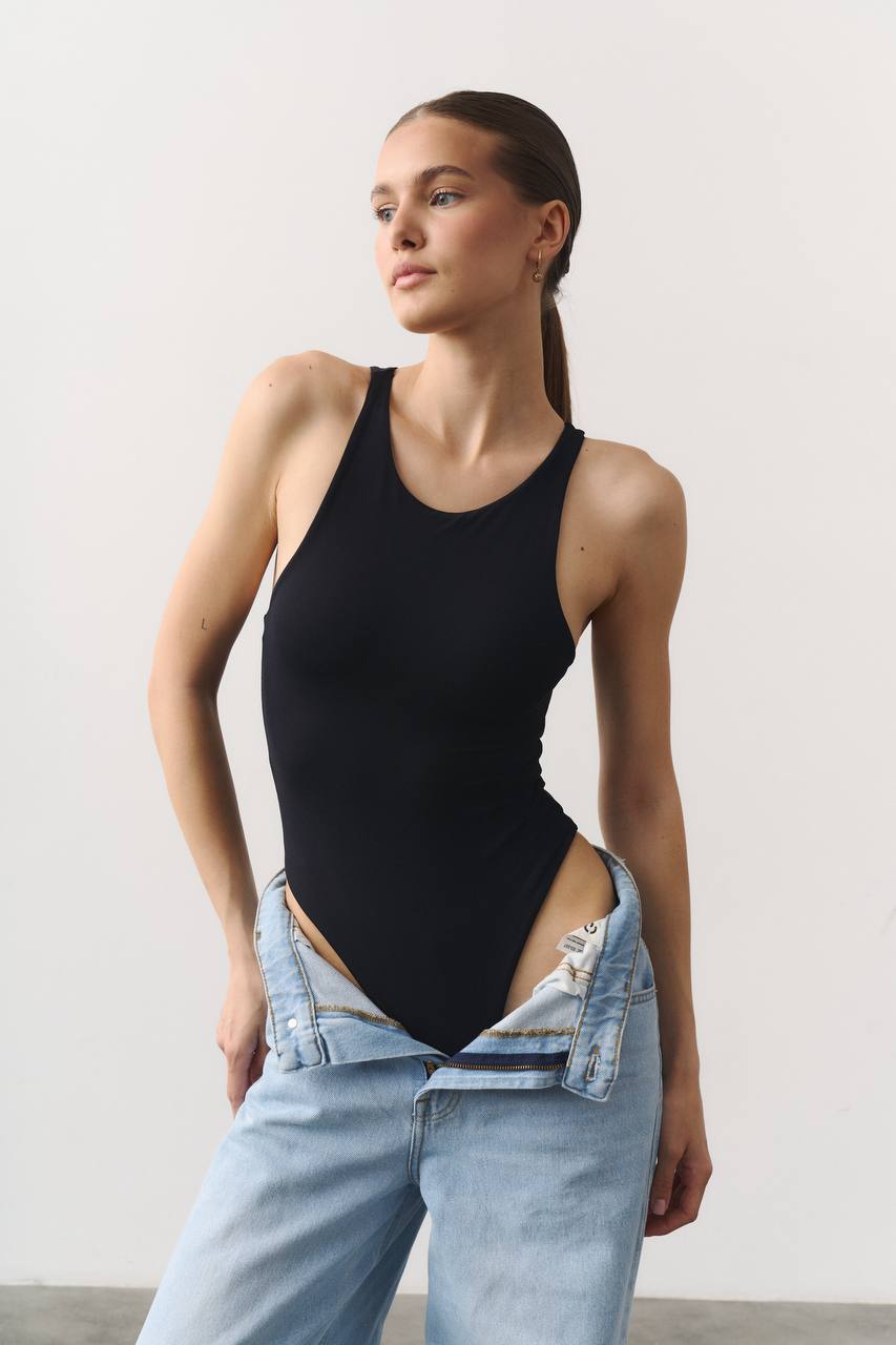 Боді high neck чорний
