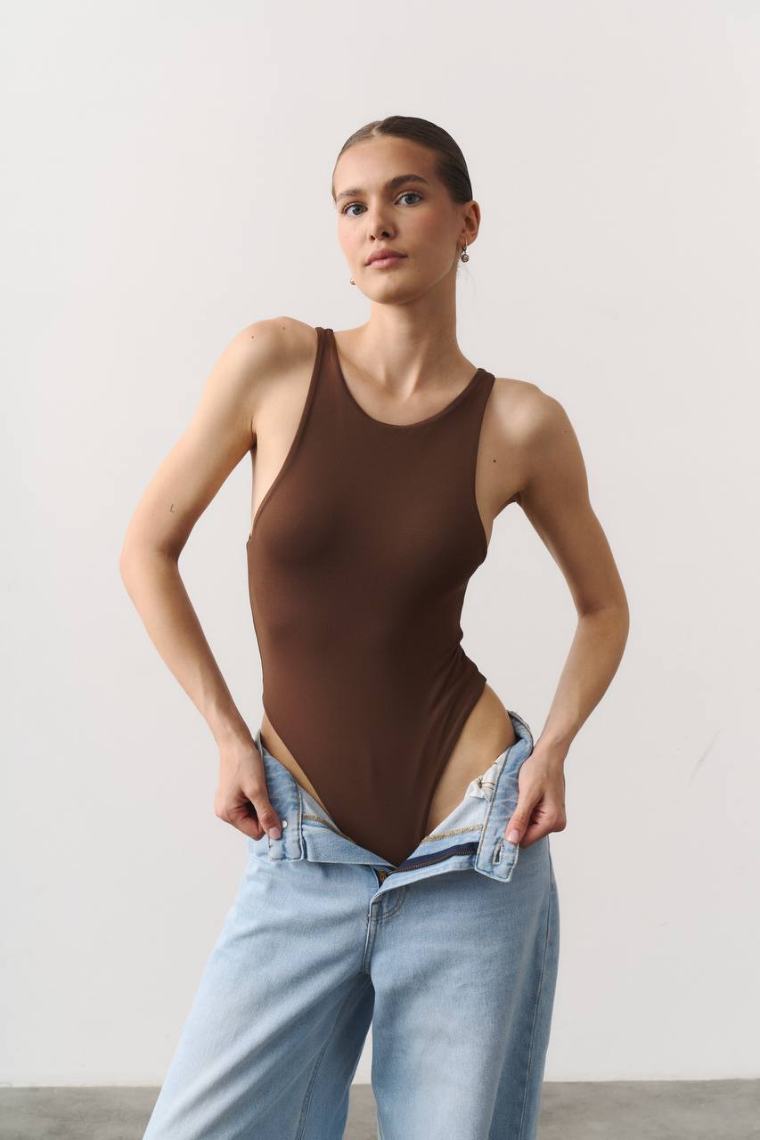 Боді high neck шоколад