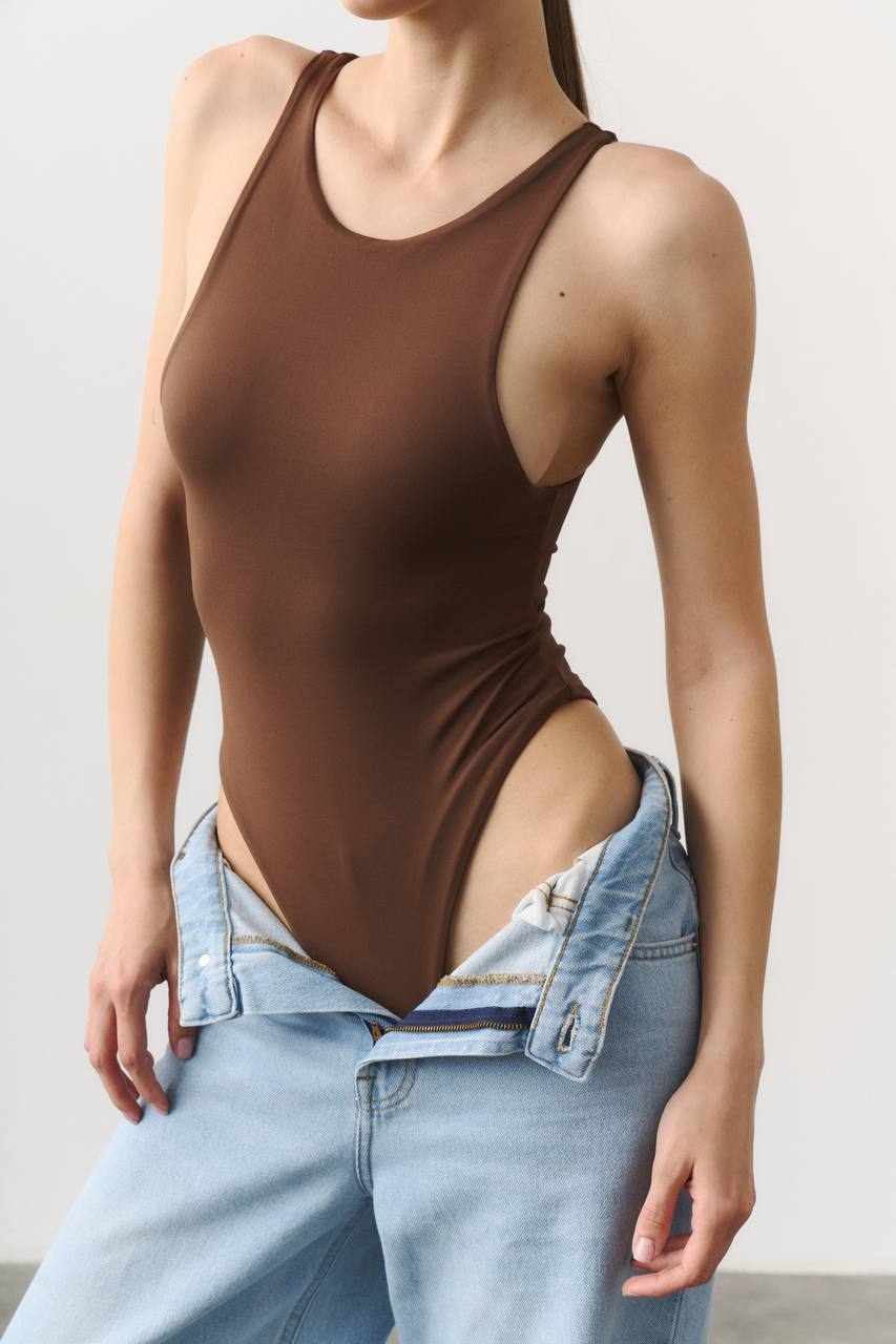 Боді high neck шоколад