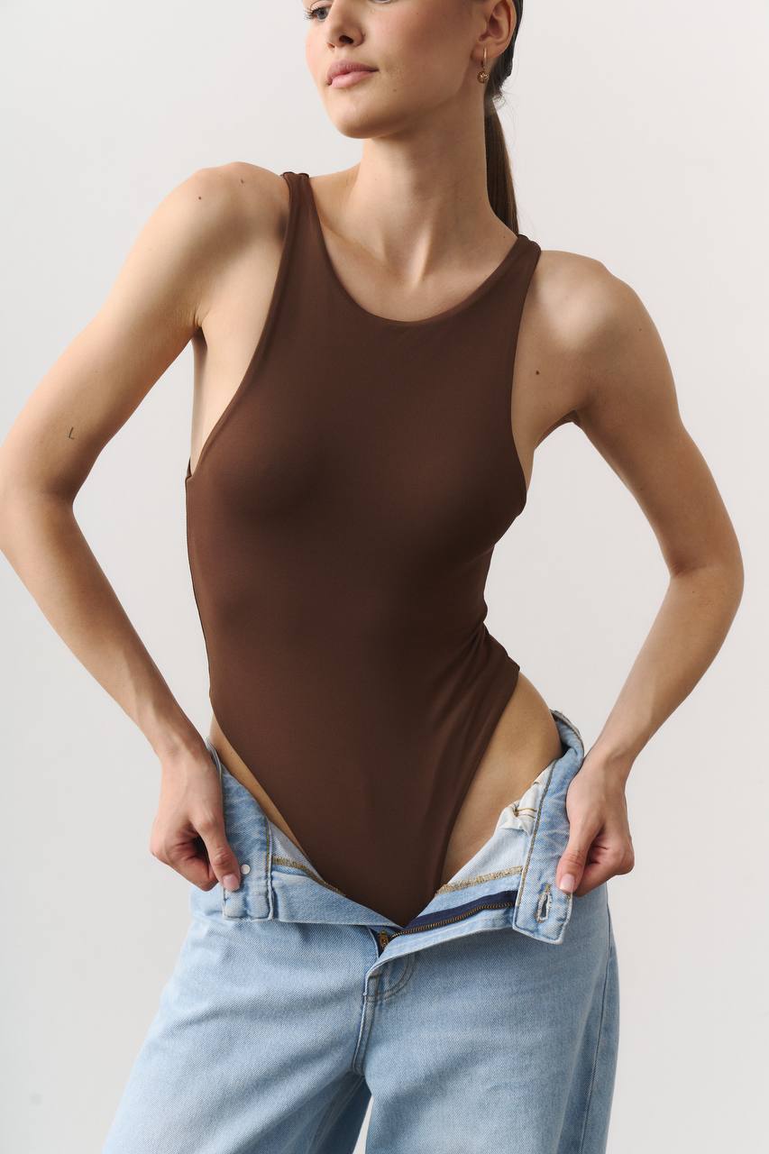 Боді high neck шоколад